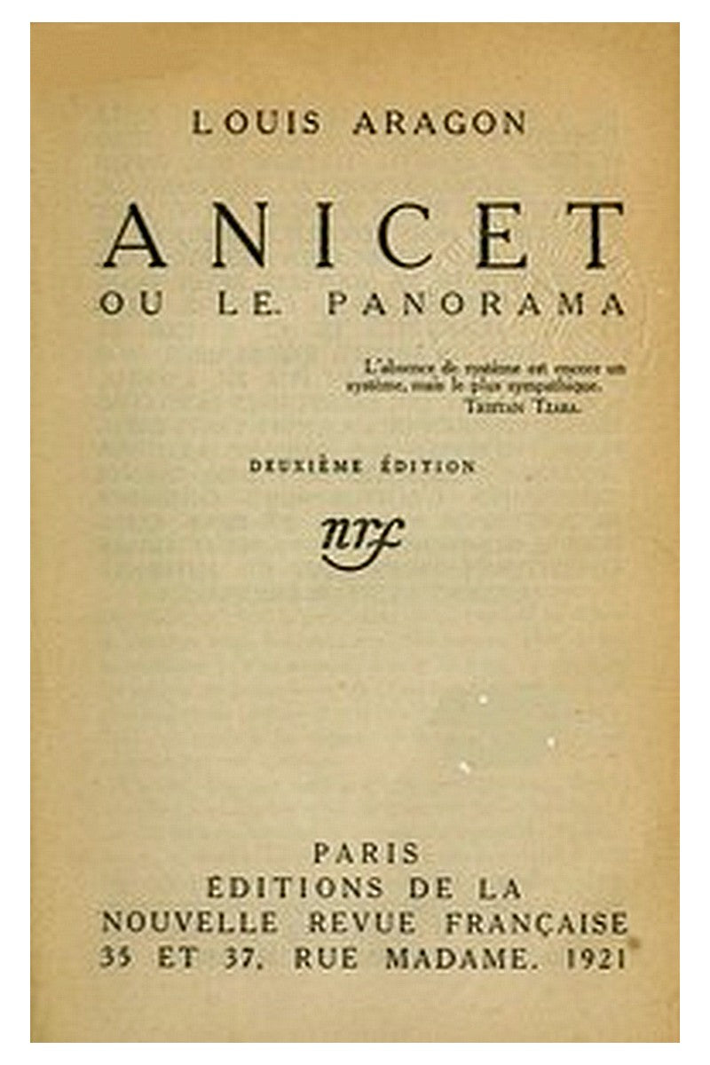 Anicet ou, le panorama