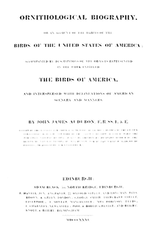 Ornithological Biography, Volume 1 (of 5)