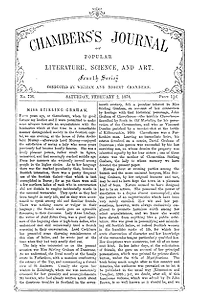 Chambers's Journal of Popular Literature, Science, and Art, No. 736, February 2, 1878