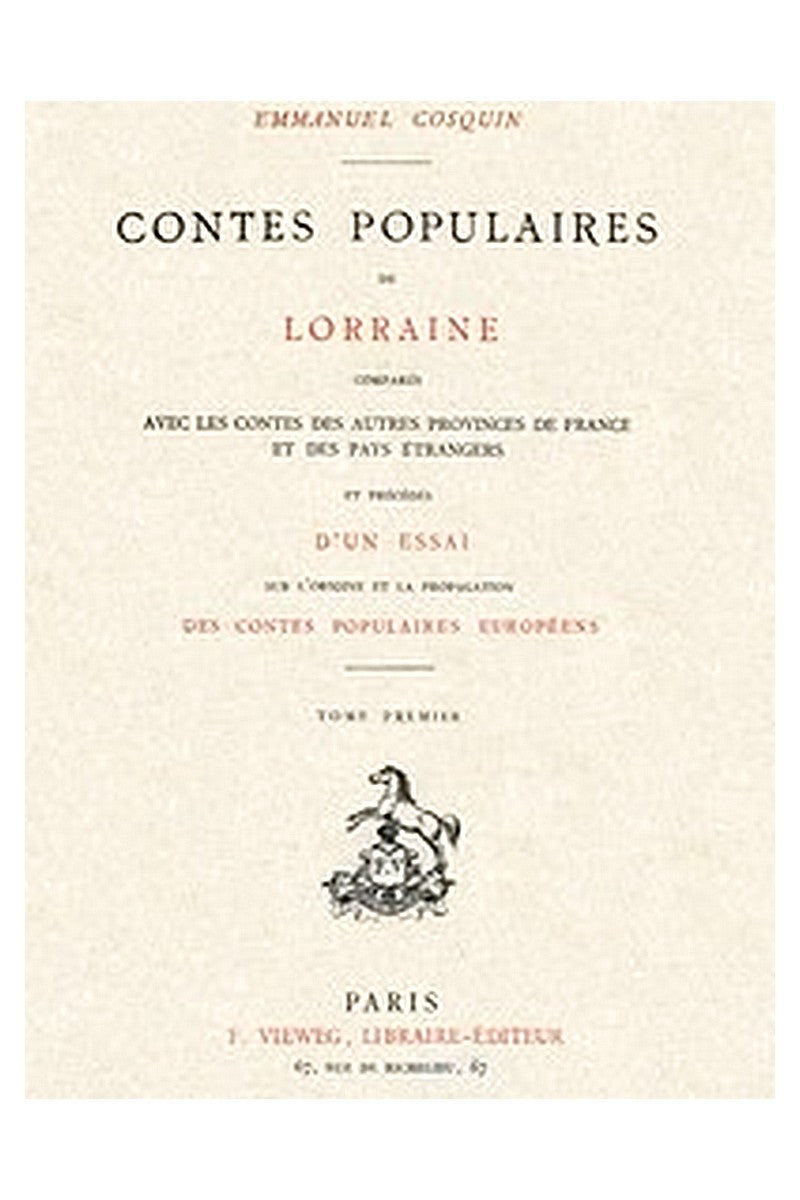 Contes populaires de Lorraine, comparés avec les contes des autres provinces de France et des pays étrangers, volume 1 (of 2)