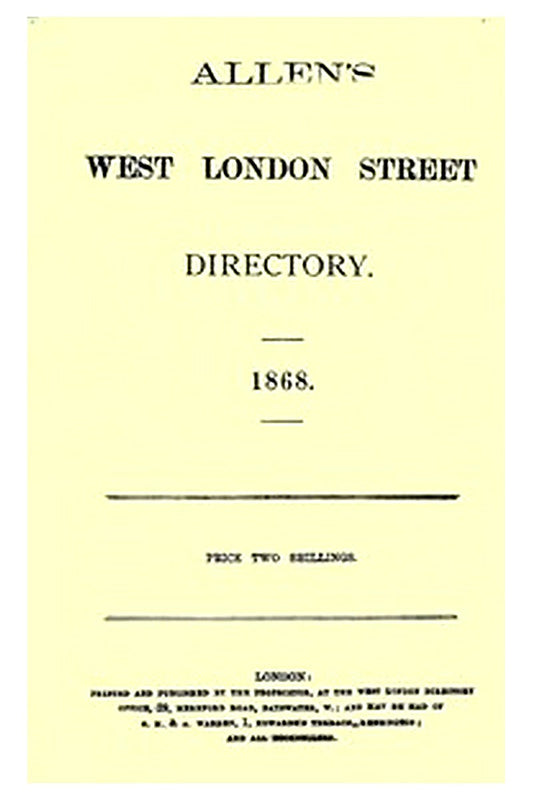 Allen's West London Street Directory, 1868