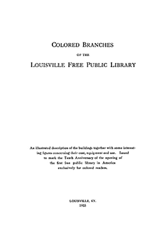 Colored Branches of the Louisville Free Public Library
