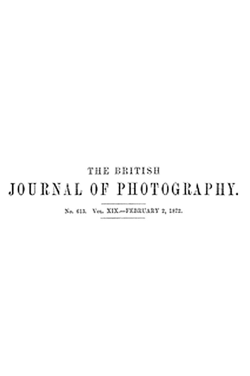 The British Journal of Photography, No. 613, Vol. XIX, February 2, 1872