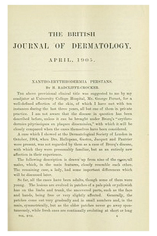 The British Journal of Dermatology, April 1905