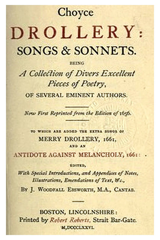 Choyce Drollery: Songs and Sonnets
