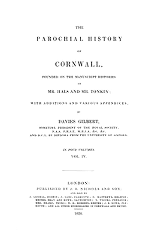 The Parochial History of Cornwall, Volume 4 (of 4)