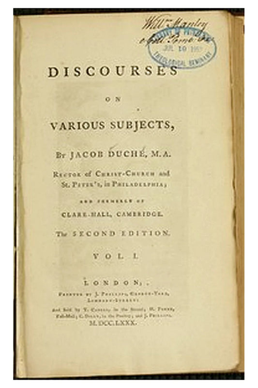 Discourses on Various Subjects, Vol. 1 (of 2)