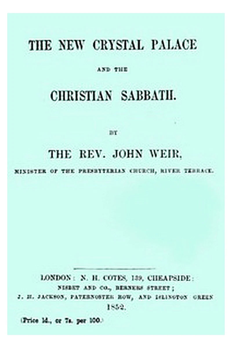 The New Crystal Palace and the Christian Sabbath