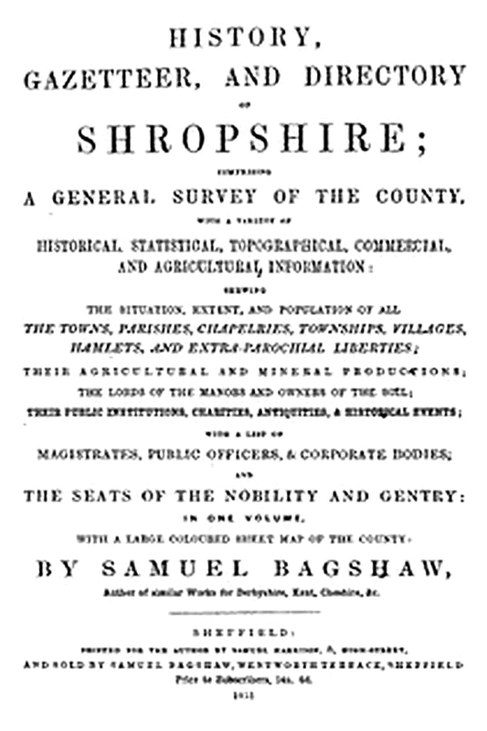 History, Gazetteer, and Directory of Shropshire [1851]