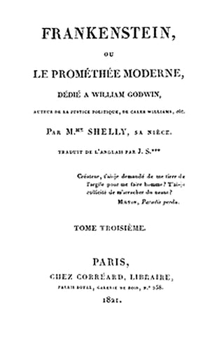Frankenstein, ou le Prométhée moderne Volume 3 (of 3)