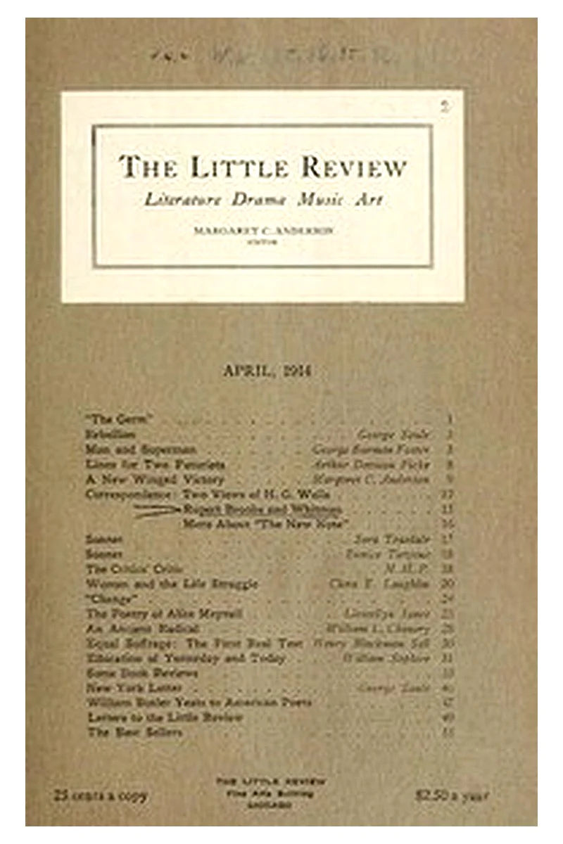 The Little Review, April 1914 (Vol. 1, No. 2)