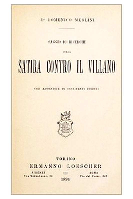 Saggio di ricerche sulla satira contro il villano