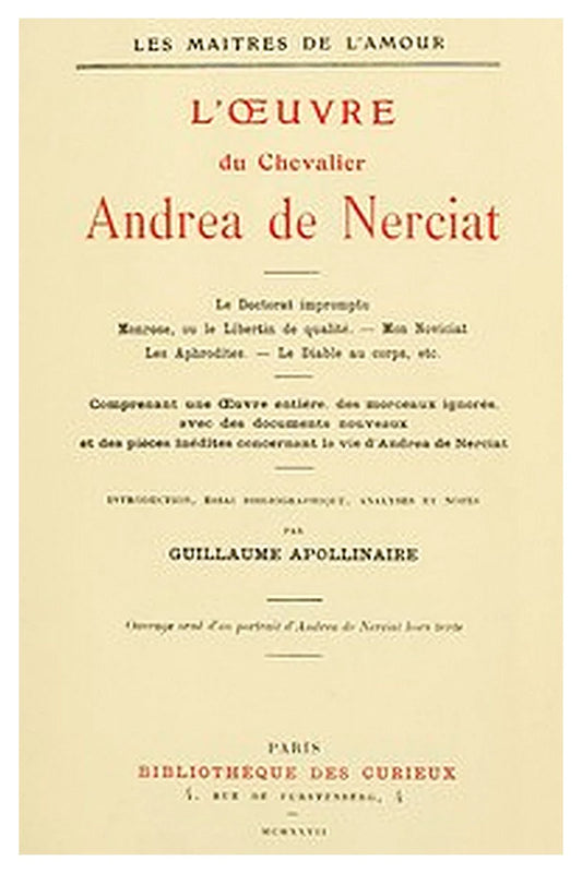 L'oeuvre du chevalier Andrea de Nerciat (1/2)