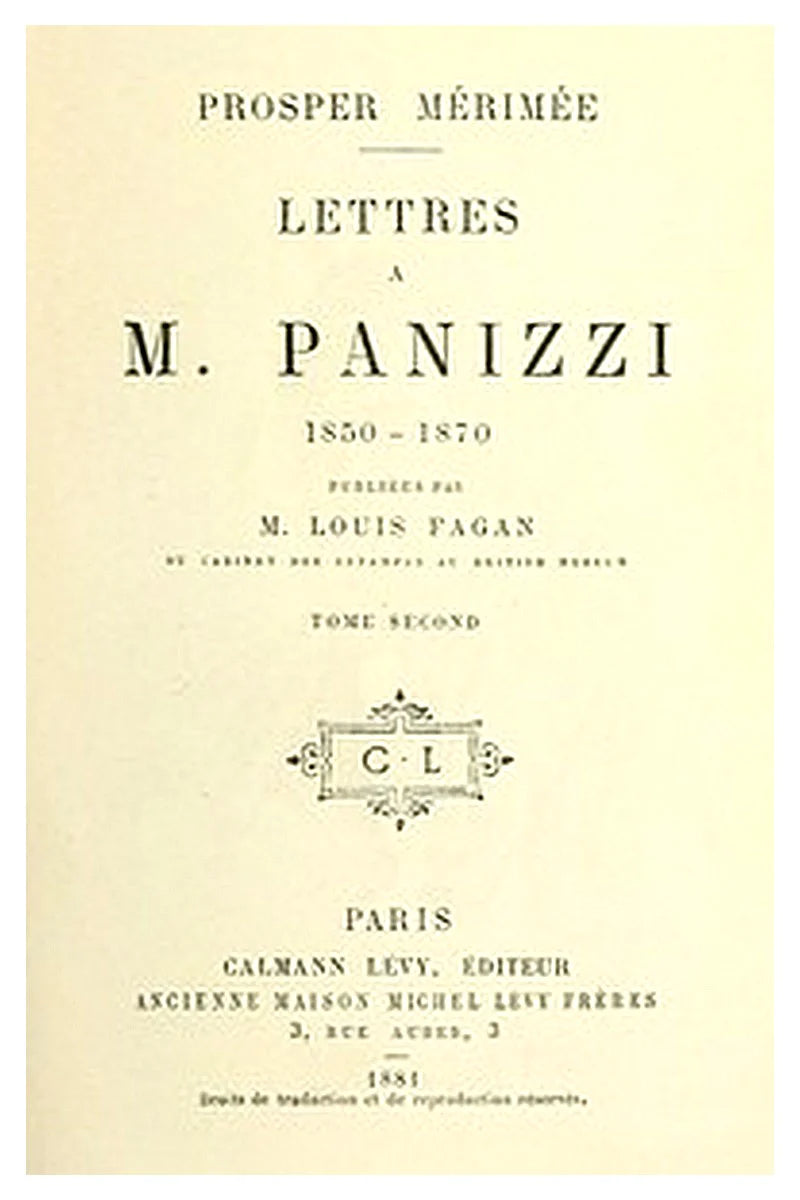 Lettres à M. Panizzi, tome II