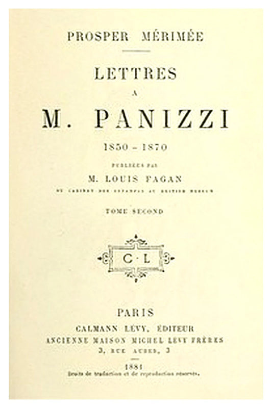 Lettres à M. Panizzi, tome II