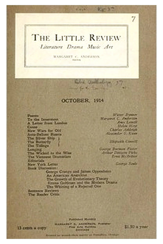 The Little Review, October 1914 (Vol. 1, No. 7)