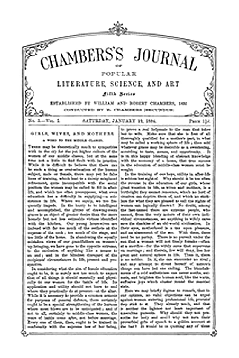 Chambers's Journal of Popular Literature, Science, and Art, Fifth Series, No. 3, Vol. I, January 19, 1884