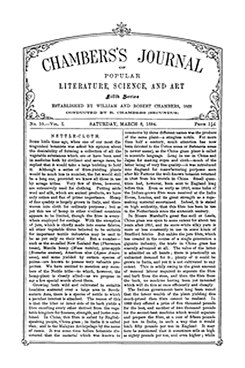Chambers's Journal of Popular Literature, Science, and Art, Fifth Series, No. 10, Vol. I, March 8, 1884
