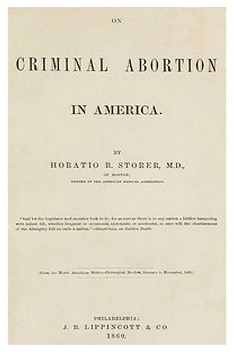 On criminal abortion in America