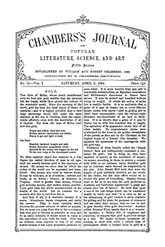 Chambers's Journal of Popular Literature, Science, and Art, Fifth Series, No. 14, Vol. I, April 5, 1884