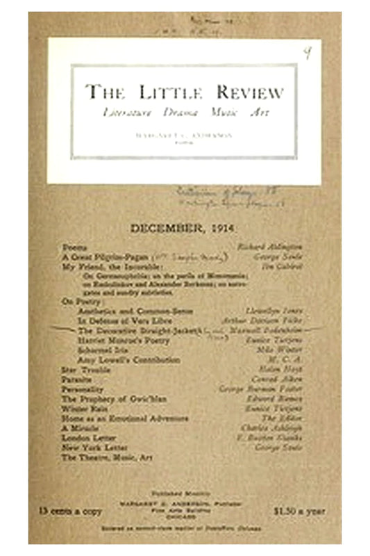 The Little Review, December 1914 (Vol. 1, No. 9)