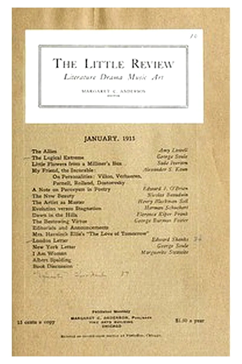 The Little Review, January 1915 (Vol. 1, No. 10)