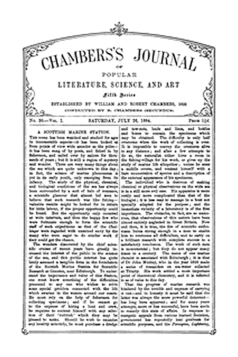 Chambers's Journal of Popular Literature, Science, and Art, Fifth Series, No. 30, Vol. I, July 26, 1884