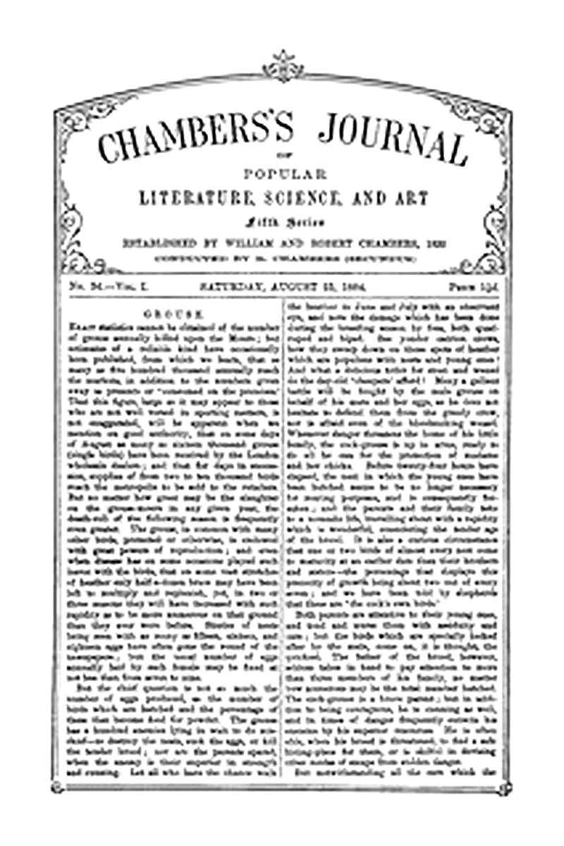 Chambers's Journal of Popular Literature, Science, and Art, Fifth Series, No. 34, Vol. I, August 23, 1884