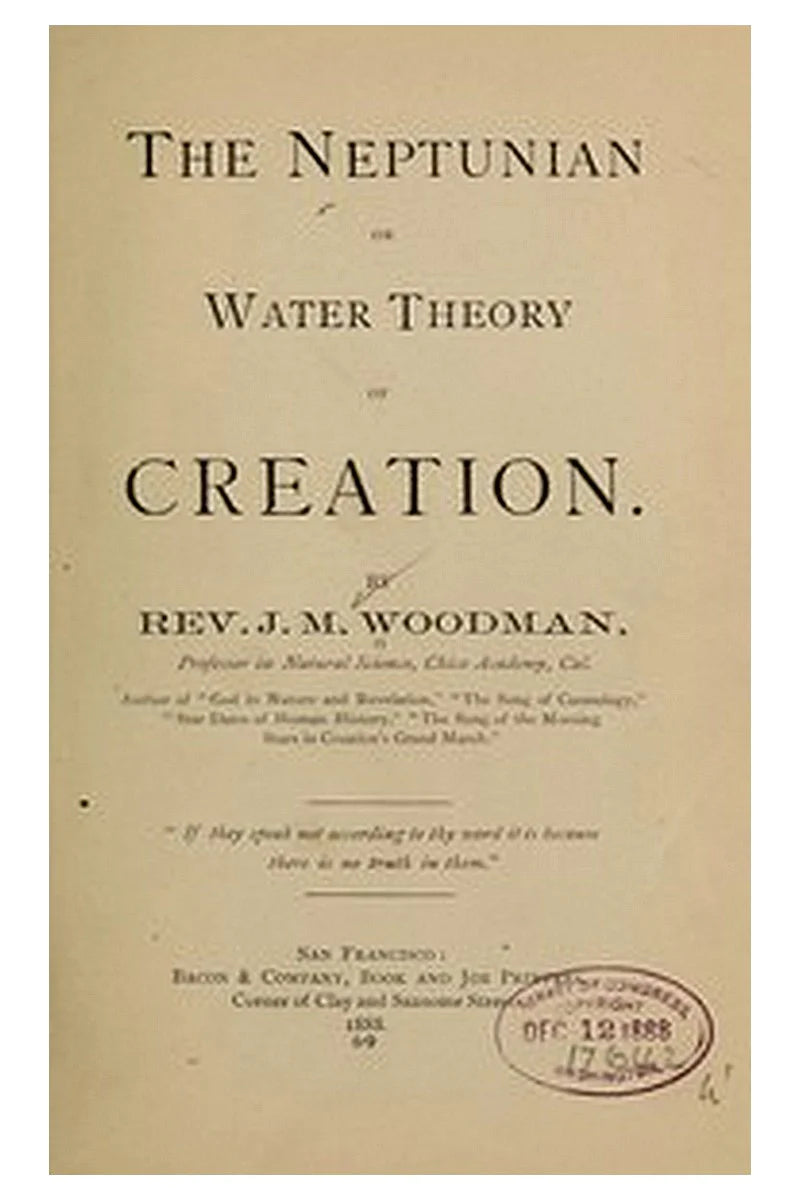 The Neptunian, or Water Theory of Creation