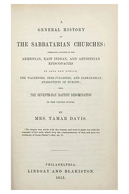 A General History of the Sabbatarian Churches
