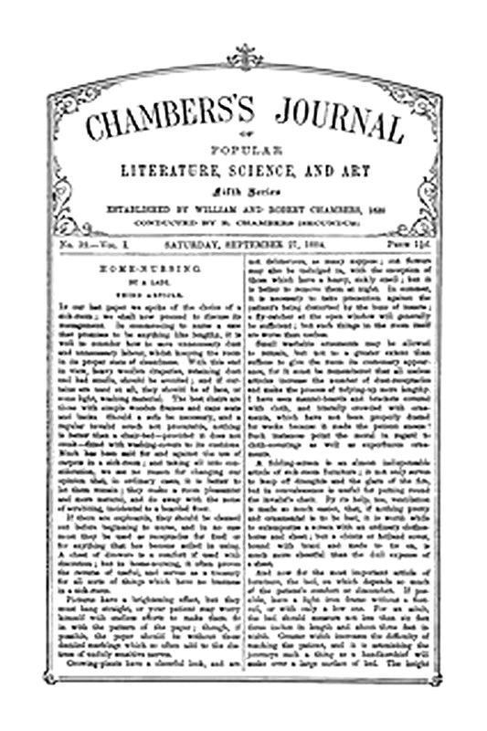 Chambers's Journal of Popular Literature, Science, and Art, Fifth Series, No. 39, Vol. I, September 27, 1884