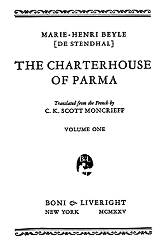 The Charterhouse of Parma, Volume 1