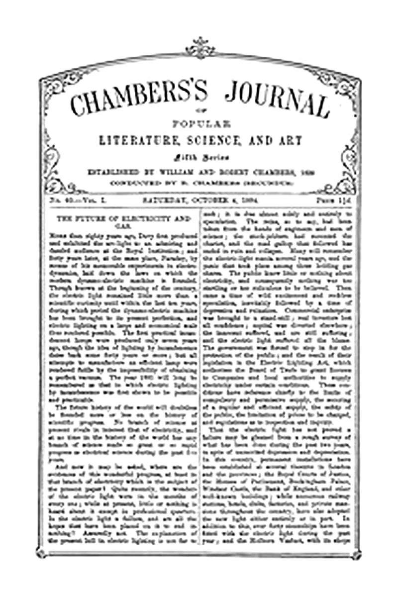 Chambers's Journal of Popular Literature, Science, and Art, Fifth Series, No. 40, Vol. I, October 4, 1884