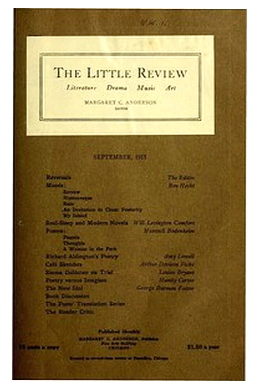 The Little Review, September 1915 (Vol. 2, No. 6)