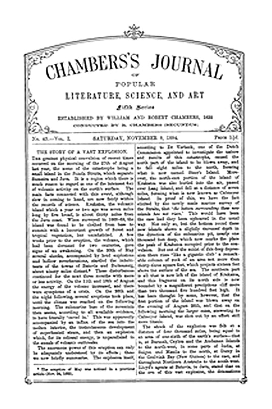 Chambers's Journal of Popular Literature, Science, and Art, Fifth Series, No. 45, Vol. I, November 8, 1884