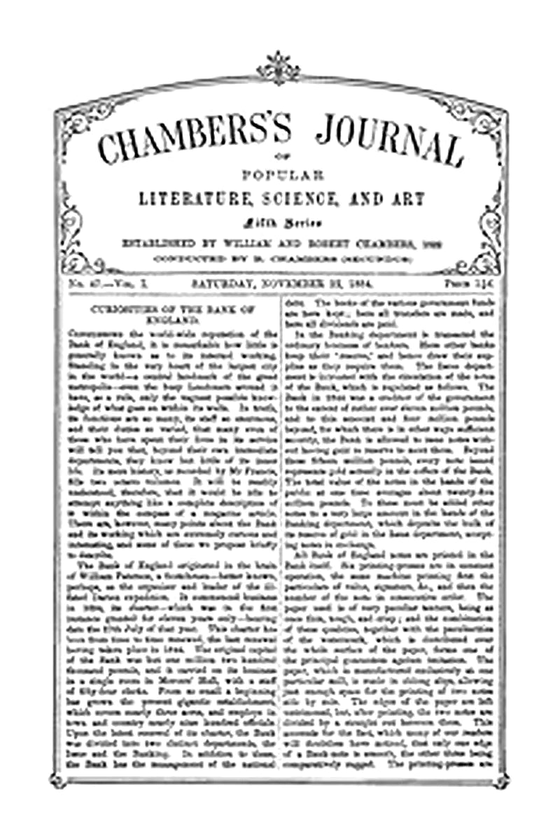 Chambers's Journal of Popular Literature, Science, and Art, Fifth Series, No. 47, Vol. I, November 22, 1884