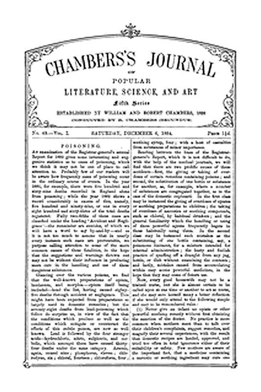 Chambers's Journal of Popular Literature, Science, and Art, Fifth Series, No. 49, Vol. I, December 6, 1884