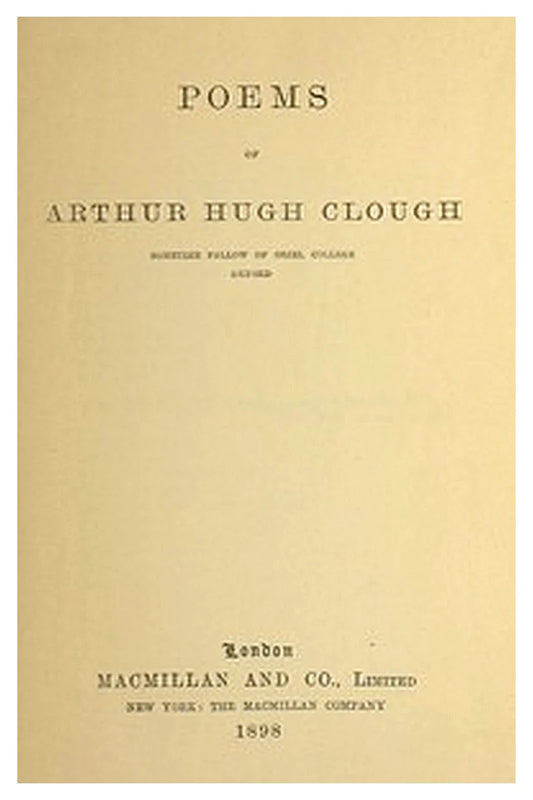 Poems of Arthur Hugh Clough
