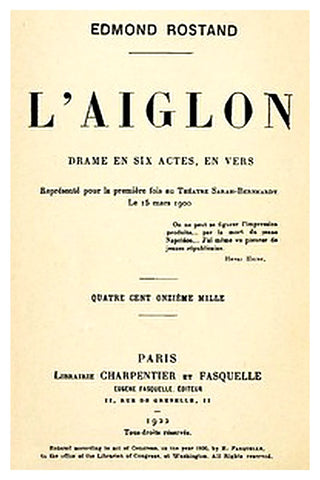 L'Aiglon: Drame en six actes, en vers