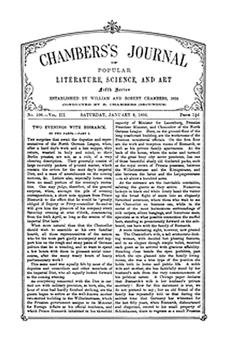 Chambers's Journal of Popular Literature, Science, and Art, Fifth Series, No. 106, Vol. III, January 9, 1886
