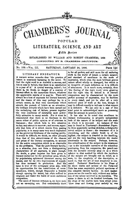 Chambers's Journal of Popular Literature, Science, and Art, Fifth Series, No. 109, Vol. III, January 30, 1886