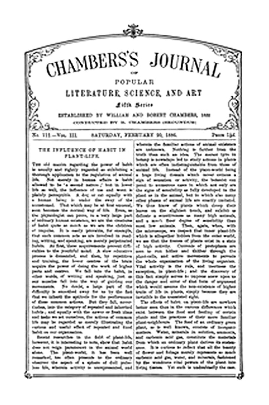 Chambers's Journal of Popular Literature, Science, and Art, Fifth Series, No. 112, Vol. III, February 20, 1886