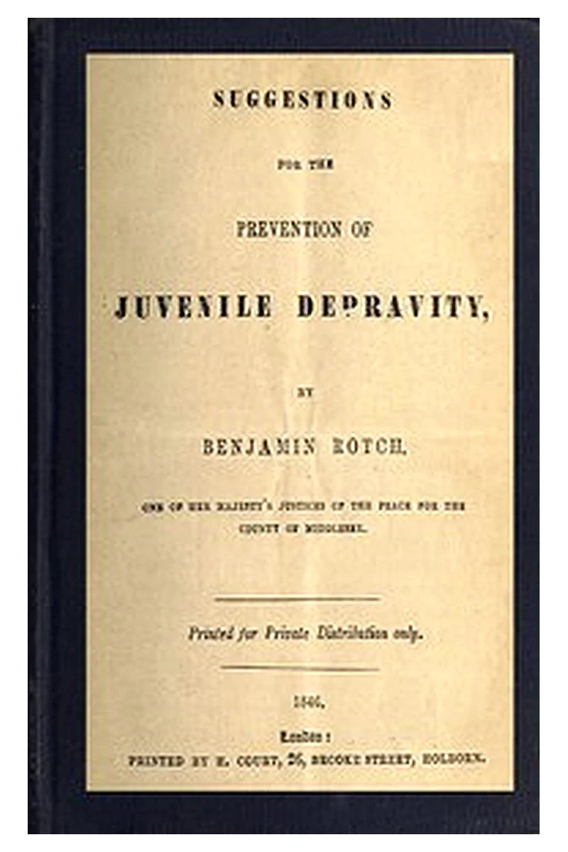 Suggestions for the Prevention of Juvenile Depravity