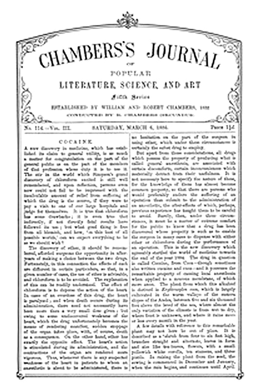 Chambers's Journal of Popular Literature, Science, and Art, Fifth Series, No. 114, Vol. III, March 6, 1886