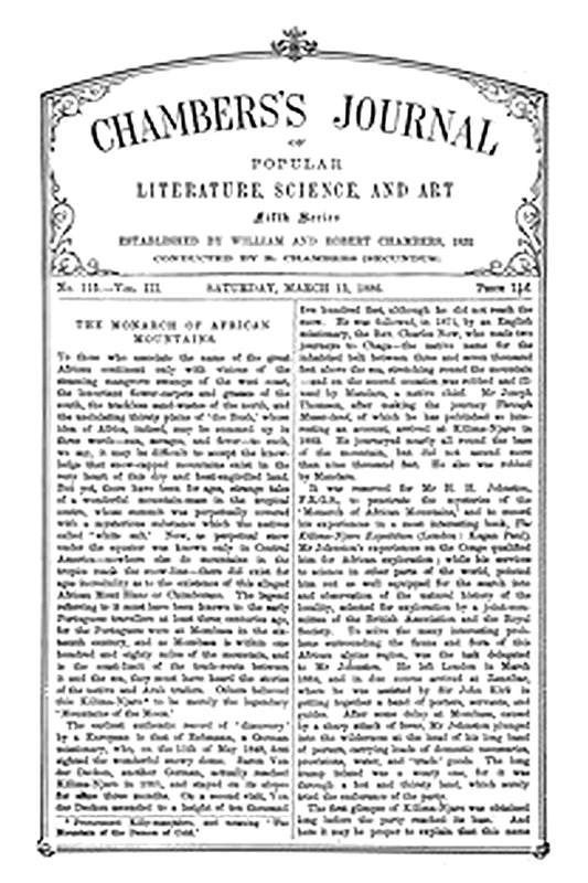 Chambers's Journal of Popular Literature, Science, and Art, Fifth Series, No. 115, Vol. III, March 13, 1886