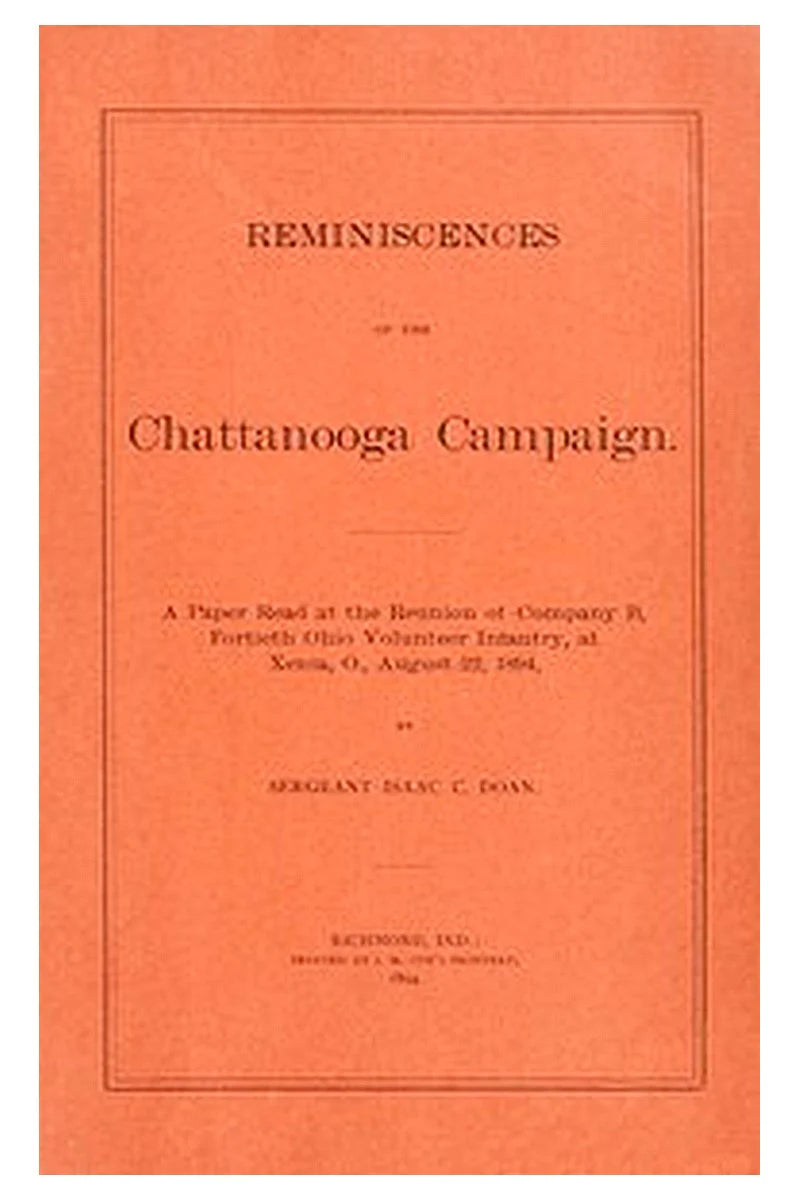Reminiscences of the Chattanooga campaign
