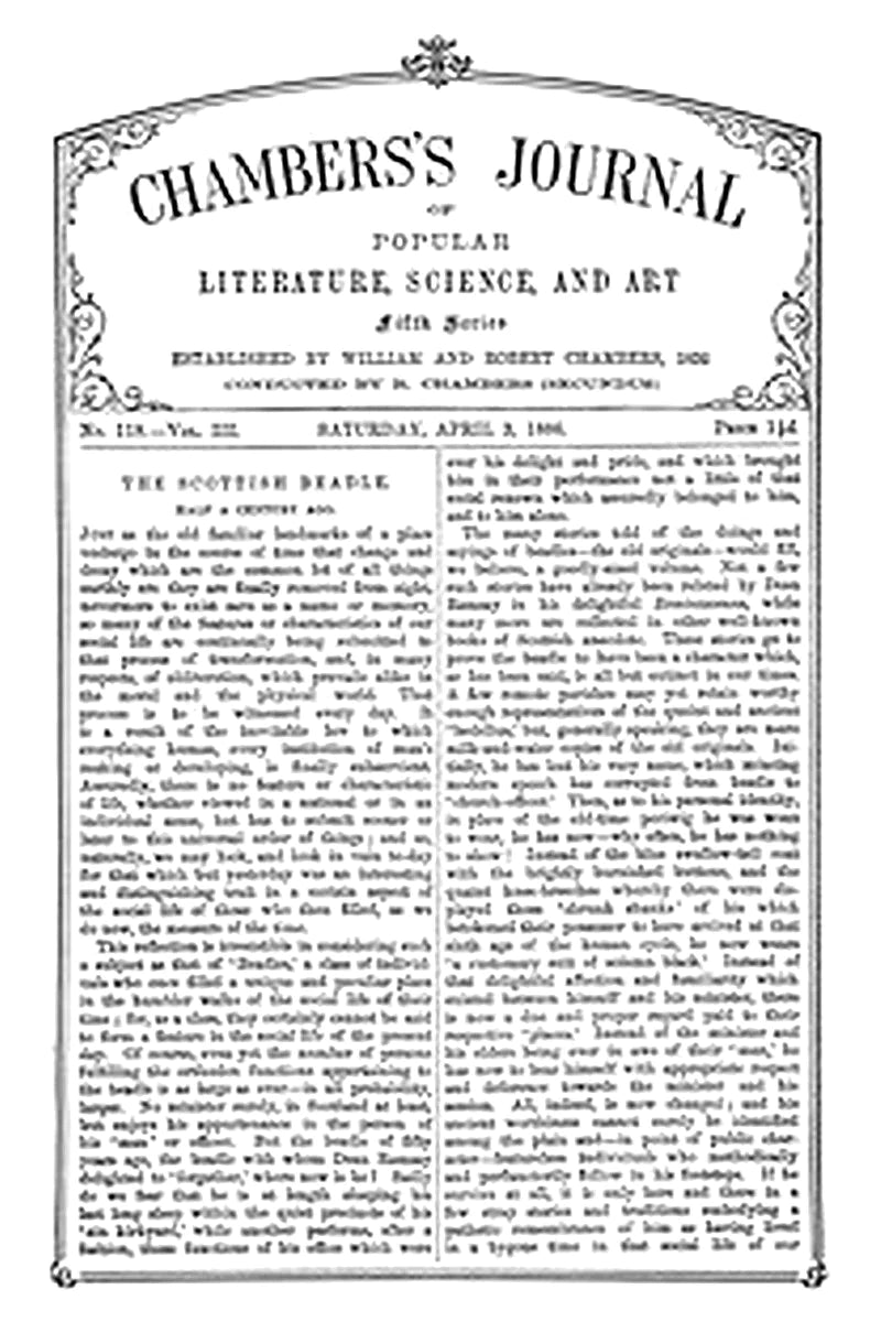 Chambers's Journal of Popular Literature, Science, and Art, fifth series, no. 118, vol. III, April 3, 1886