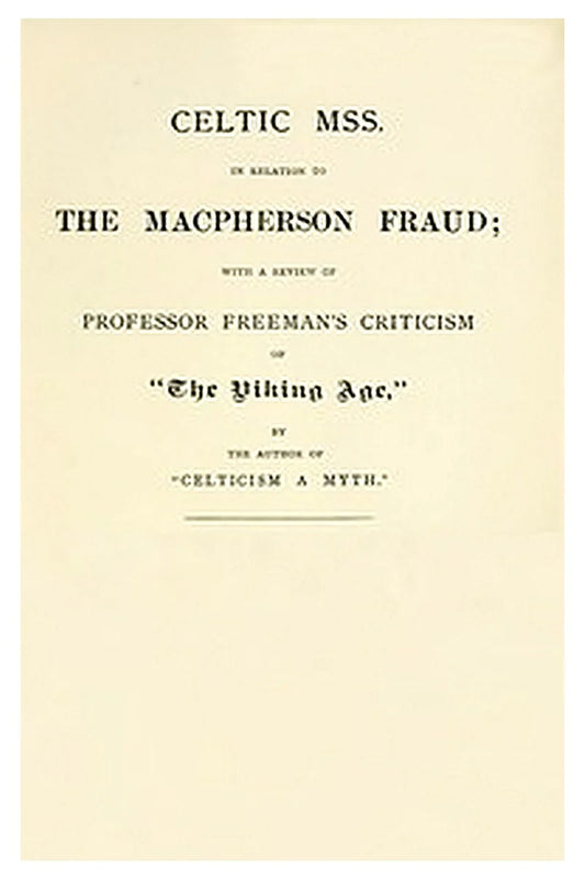 Celtic MSS. in relation to the Macpherson fraud
