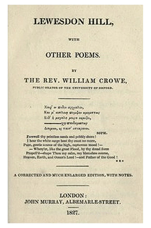Lewesdon Hill, with other poems