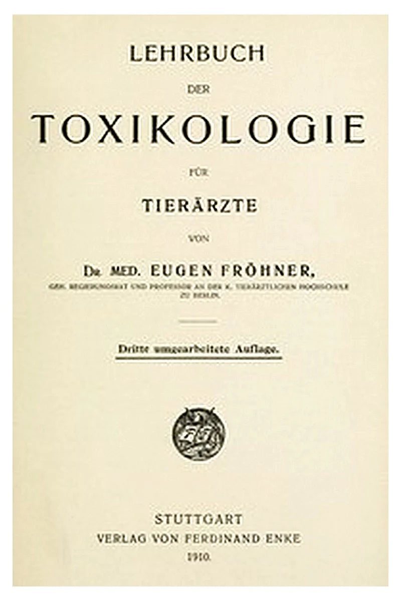 Lehrbuch der Toxikologie für Tierärzte